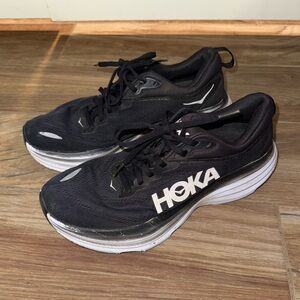 Hoka | Bondi 8 Black Cushioned Road Running Athletic Shoe or Sneakers | Sz 9.5D